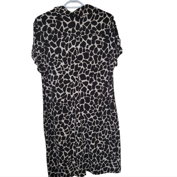 Enfocus Studio Midi Down Dress Brown And White Giraffe Print Dress US 16 - Picture 2 of 11